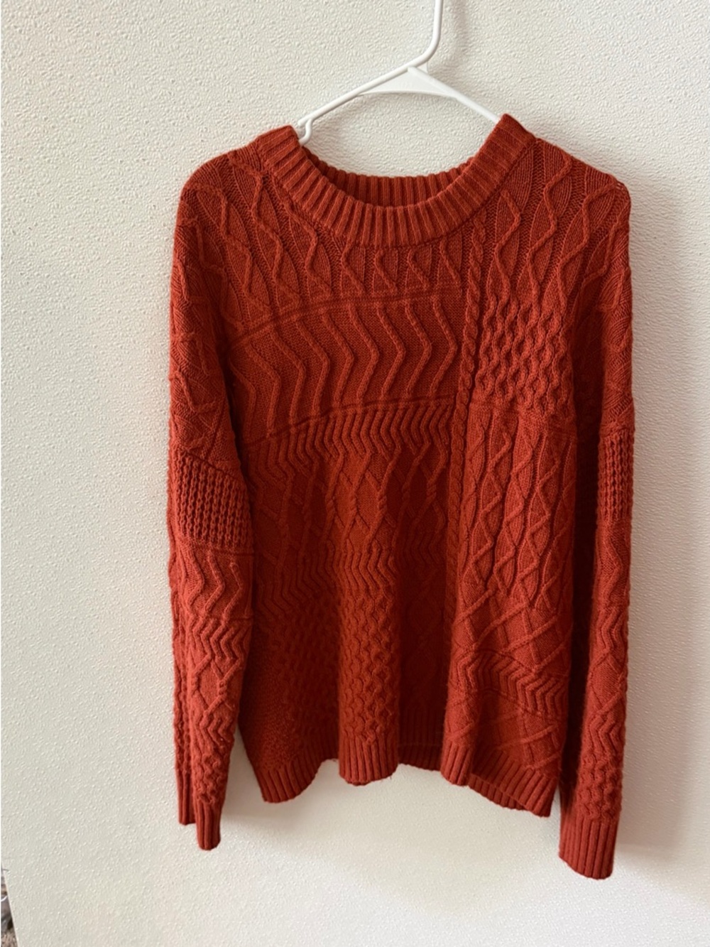 Time and Tru Rust Cable Crewneck Sweater